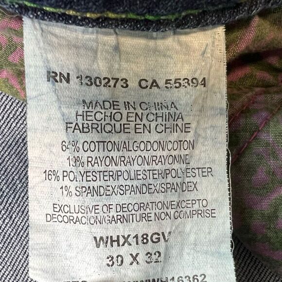 Wrangler Rock 47 Bootcut Low Rise Jeans Womens 30x32 Blue Whiskers Bling Cowgirl - Picture 10 of 11